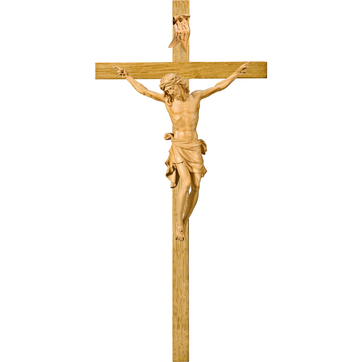 Cristo Pisa en cruz de roble